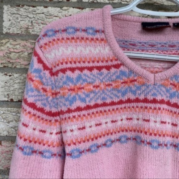 Vintage fair isle DanverHayes Super Soft Pink Sweater Top size women XL - Picture 5 of 10